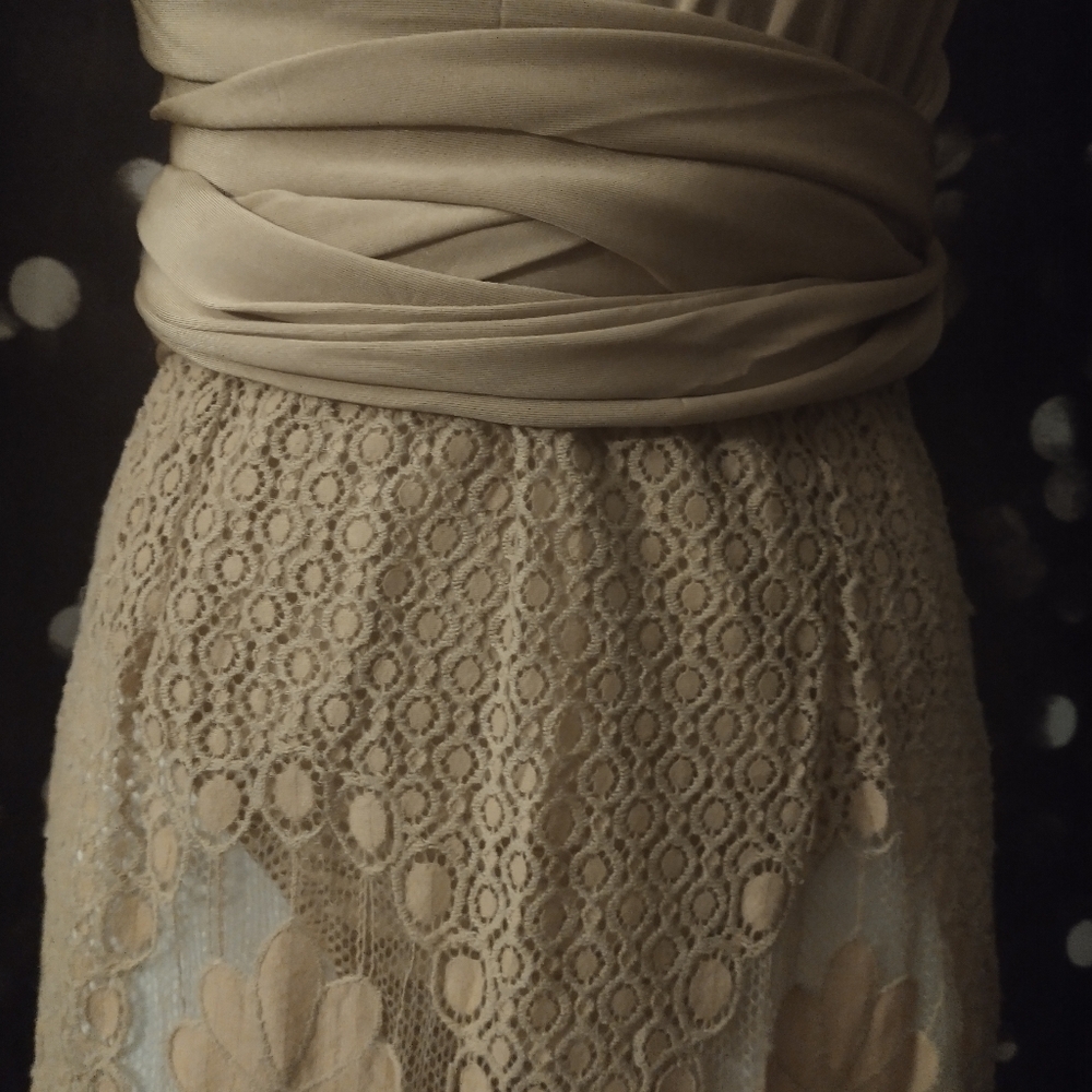 THE BOUTIQUE X little nude multi-wear lace dress with bodysuit bottoms wrap ties - Picture 8 of 16